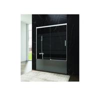 Mampara Frontal para Bañera con Hoja Fija y Corredera - Basic GME | Cristal Templado 8mm y 6mm, Aluminio Blanco, Reversible - 165 a 170 cm