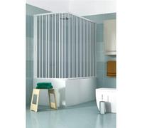 Mampara para bañera, 70 x 160 x 150 cm, modelo Anja, única puerta plegable con apertura lateral reversible, paneles semitransparentes, perfiles de color blanco