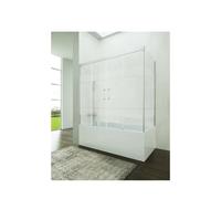 Mampara para bañera angular con tres hojas fijas y dos correderas Frost Plus con perfiles cromo Basic de GME - 172 a 182 cm / 67 a 70 cm