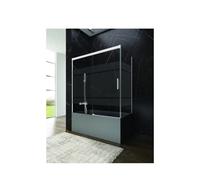 Mampara para bañera angular de tres hojas de cristal decorado Frost Plus con perfiles blancos Basic de GME - 145 a 150 cm / 72 a 74 cm