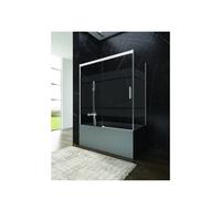 Mampara para bañera angular de tres hojas de cristal decorado Frost Plus con perfiles blancos de GME - 155 a 160 cm / 72 a 74 cm