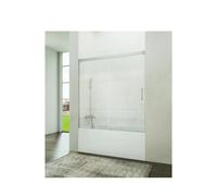 Mampara para bañera frontal con una hoja fija y una corredera de cristal Frost Plus con perfiles cromo de GME - 150 a 155 cm
