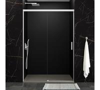 Mamparas Online | Mamparas para Ducha Frontales de Cristal | Mampara de Cristal para Ducha sin Perfil Inferior | Manpara para Baño de Ducha Fija y Fácil Limpieza (BLANCA, 135-140 cm)