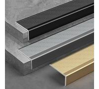 Mamperlán de Escalera Aluminio, Tiras Metálicas Antideslizantes, for Escaleras Interiores y Exteriores, L(Black,4cm/1.57in)