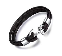 Man Bracelet Leather And Stainless Steel, Multi-woven Bracelet, with Metal Anchor,birthday Gift for Men Boycoffee - Q1