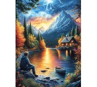 Man by Lago de montaña al Atardecer Puzzle 500 Piezas Colorido Cartón Rompecabezas Familiar para Toda La Familia Juguete Educativo 3D Maquetas Construir 500 PCS