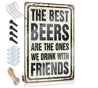 Man Cave Accessories Sign Ideas | The Best Beers Are The Ones We Drink With Friends Boho Saloon Decoration (20 x 30 cm)