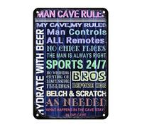 Man Cave Rules Mi Cueva Mis Reglas El Hombre Controla Todos Los Controles Remotos Placa Metálica Resistente Y Duradera Cartel De Chapa Vintage Letrero De Metal para Pub Baño Hogar 20X30Cm