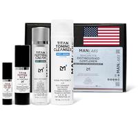Man Labs Titan - Juego de cuidado facial antienvejecimiento para hombres, Oscar 2025 Set de cuidado facial para hombres, con ácido hialurónico y suero de niacinamida al 10% para manchas oscuras