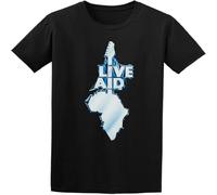 Man' T Shirt Live Aid Short Sleeve Cotton Tops Black L
