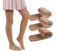 MANA MANA Paquete De 3 Medias Lisas Para Niñas: Lindas Medias Opacas Para La Escuela, La Danza y El Ballet; Suaves y Elegantes, 40 Den, Fabricadas En Italia, 3 Pares, Natural, 122/128 cm