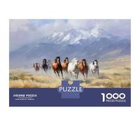 Manada de Caballos Rompecabezas 1000 Piezas De Madera Impresión De Alta Definición Multicolor Animales de la Pradera Rompecabezas para Adultos Obra De Artee 70x50cm/1000pcs
