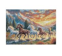 Manada de Caballos Rompecabezas 300 Piezas Cartón para Adultos Y Adolescentes para Coleccionistas Decoración Única Hogar Antiestrés Regalo Reyes Magos 300 PCS/40x28cm