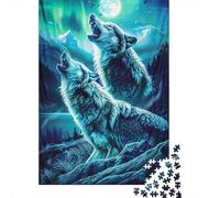 Manada de Lobos Aurora Puzzle de 1000 Piezas Papel para Adultos Escena Noche Polar Juego de Puzzle 1000 Piezas Relajación Hogar Regalo 70x50cm/1000pcs
