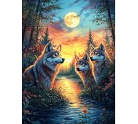 Manada de Lobos en el Bosque mágico Puzzle 300 Piezas Cartón Grueso para Adultos Paisajes y Ciencia ficción Noches De Juegos En Familia Regalo Ideal para Cumpleaños 300 PCS