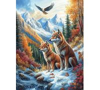 Manada de Lobos en Las montañas Rompecabezas 500 Piezas Cartón Grueso para Coleccionistas Pintura al óleo de Animales y Plantas Noches De Cita Mejora Concentración Ocio En Casa Regalo Reyes Magos 500