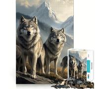 Manada de Lobos en Paisaje de montaña Rompecabezas de 1000 Piezas para Adultos Mejora la Capacidad Mental Juego Corte láser para un Ajuste Diversión Nocturna en Familia (38x52cm)