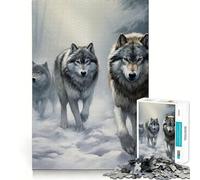 Manada de Lobos en un Bosque nevado Rompecabezas de 1000 Piezas para Adultos Diversión para Entrenar la Mente Corte Limpio Componentes Resistentes Actividad Relajante para desconectar (50x75cm)