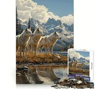 Manada de Lobos Junto al Lago para Adultos Rompecabezas de 1000 Piezas Ejercicio Mental Escapada Relajante Corte de precisión Regalo Ideal de Navidad (38x26cm)