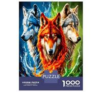 Manada de Lobos Llama Hielo 1000 Piezas Puzzle Premium Fuerza Elemental primigenia Puzzle Clásico, Cartón Grueso - Ultra Difícil, Antiestrés Total, Ideal para Diversión En Casa 70x50cm/1000pcs