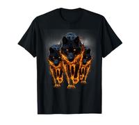 Manada de Lobos Negros llameantes Animal de Fuego Feroz Camiseta