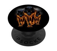 Manada de Lobos Negros llameantes Animal de Fuego Feroz PopSockets PopGrip Adhesivo
