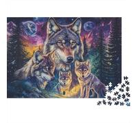 Manada de Lobos Puzzle de 1000 Piezas Papel para Adultos Luces del Norte Puzzle para Toda la Familia Relajación Decoración Regalo 70x50cm/1000pcs