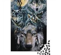 Manada de Lobos Puzzle de 1000 Piezas Papel para Adultos Luz de Luna Relajación Familia Gift 52x38cm/1000pcs