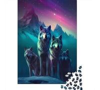 Manada de Lobos Rompecabezas para Adultos 70x50cm/1000pcs,Juegos De Desafío De Arte Digital de fantasía