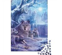 Manada Lobos Invierno Paquete Escena Bosque fantasía Rompecabezas Cartón Premium 1000 Piezas, Desafío Educativo, Regalo Entusiastas Mayores 52x38cm/1000pcs