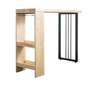 MANAFEEL Mesas de bar nórdico moderno de madera maciza para el hogar, multifuncional, para sala de estar, con estante, con leche, té, cafetería, bar, sin sillas, mesa alta de pub (100 x 45 x 105 cm)