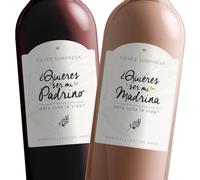 Manahia - Pack 2 Etiquetas Botella Padrinos - ¿Quieres ser mi Padrino/Madrina? - Idea Original Anuncio Embarazo y Bautizo - Vino o cerveza |Autoadhesiva