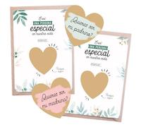 Manahia - Pack 2 Tarjetas Rasca Padrino y Madrina - ¿Queréis ser mis Padrinos? - Anuncio Sorpresa Embarazo y Bautizo - Kit Dúo Completo con Sobres Kraft