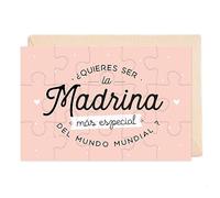 Manahia - Puzzle Madrina - ¿Quieres ser mi Madrina? - Idea Original Anuncio Embarazo - Mensaje Sorpresa con Sobre Kraft - Rompecabezas - Diseño Francés