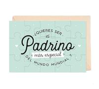 Manahia - Puzzle Padrino - ¿Quieres ser mi Padrino? - Idea Original Anuncio Embarazo - Mensaje Sorpresa con Sobre Kraft - Rompecabezas - Diseño Francés