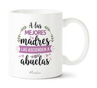 Manahia - Taza Abuela - A las mejores madres las ascienden a abuelas | Regalo Original Futura Abuelita - Yaya - Idea Sorpresa Anuncio Embarazo | Caja Regalo Kraft