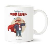 Manahia - Taza Abuelito - Aquí bebe un super abuelo | Regalo Original Nietos, Superabuelo - Idea Sorpresa Día del Padre, Navidad | Caja Regalo Kraft