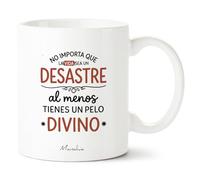 Manahia - Taza divertida - No importa que la vida sea un desastre, lo menos tienes un pelo divino | Regalo Original Peluquera, Hermana - Idea Sorpresa Divertida Mujer Cumpleaños | Caja Regalo Kraft