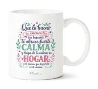 Manahia - Taza Frase Motivadora - Que lo bueno te encuentre sin buscarlo... | Regalo Original Ánimo, Positivismo, Amiga - Idea Sorpresa Apoyo Moral | Caja Regalo Kraft