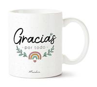 Manahia Taza Gracias Personalizada - Gracias por todo - Con caja de regalo en kraft - Impresa en Francia - 330 mL, Cerámica - Regalo de agradecimiento - Regalo para decir Gracias - Muchas gracias.