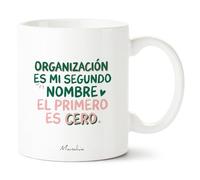 Manahia - Taza Graciosa Organización es mi segundo nombre el primero es cero | Regalo Original Desorden, Caos - Idea Sorpresa Estudiante, Opositor | Caja Regalo Kraft