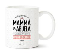 Manahia - Taza Mamá Abuela, desempeño ambos titulos a la perfección | Detalle Original Emotivo Navidad, Día de la Madre, de los Abuelos, Futura Abuela | Idea Sorpresa Anuncio Embarazo | Con Caja Kraft