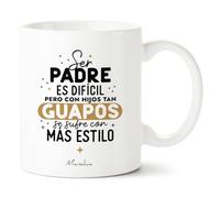 Manahia - Taza Papá Divertida Ser padre es difícil, pero con hijos tan guapos... | Regalo Original Padre, Humor Hijos - Idea Sorpresa Día del Padre, Cumpleaños | Caja Regalo Kraft