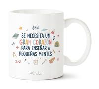 Manahia - Taza Profesora Se necesita un gran corazón para enseñar a pequeñitas mentes | Regalo Original Maestra, Seño Guardería - Idea Sorpresa Fin de Curso, Agradecimiento | Caja Regalo Kraft