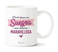 Manahia - Taza Suegra - Mucho más que una suegra, una persona maravillosa | Regalo Original y Emotivo Día de la Madre, Cumpleaños, Navidad | Idea Detalle Sorpresa Hijastros | Incluye Caja Kraft