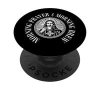 Mañana oración y Cerveza Amada Taza café Iglesia Dicho PopSockets PopGrip Adhesivo