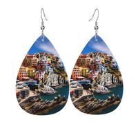 Manarola Italia Cinque Terre Ciudad Costera Pendiente Moda Aretes Cómodo Pendiente De Piel Para Mujer Aniversario Día De La Madre