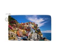 Manarola Italy Cinque Terre Coastal Town - Monedero de lona a la moda, bolsa de maquillaje portátil para hombres y mujeres, Estilo:, Talla única, Bolsa para monedas