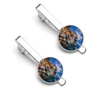 Manarola Italy Cinque Terre - Pinzas de corbata para hombre, diseño de ciudad costera, para regalos de boda, negocios, 5,5 x 2,2 cm, 5.5x2.2cm, aleación, No es una piedra preciosa