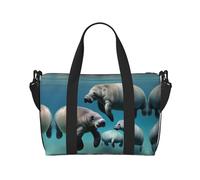 Manatee Animals - Bolsa de viaje para mujer, bolsa de mano grande para fin de semana, bolsa de entrenamiento para gimnasio, bolsa de hospital para mamá, Black, Talla única